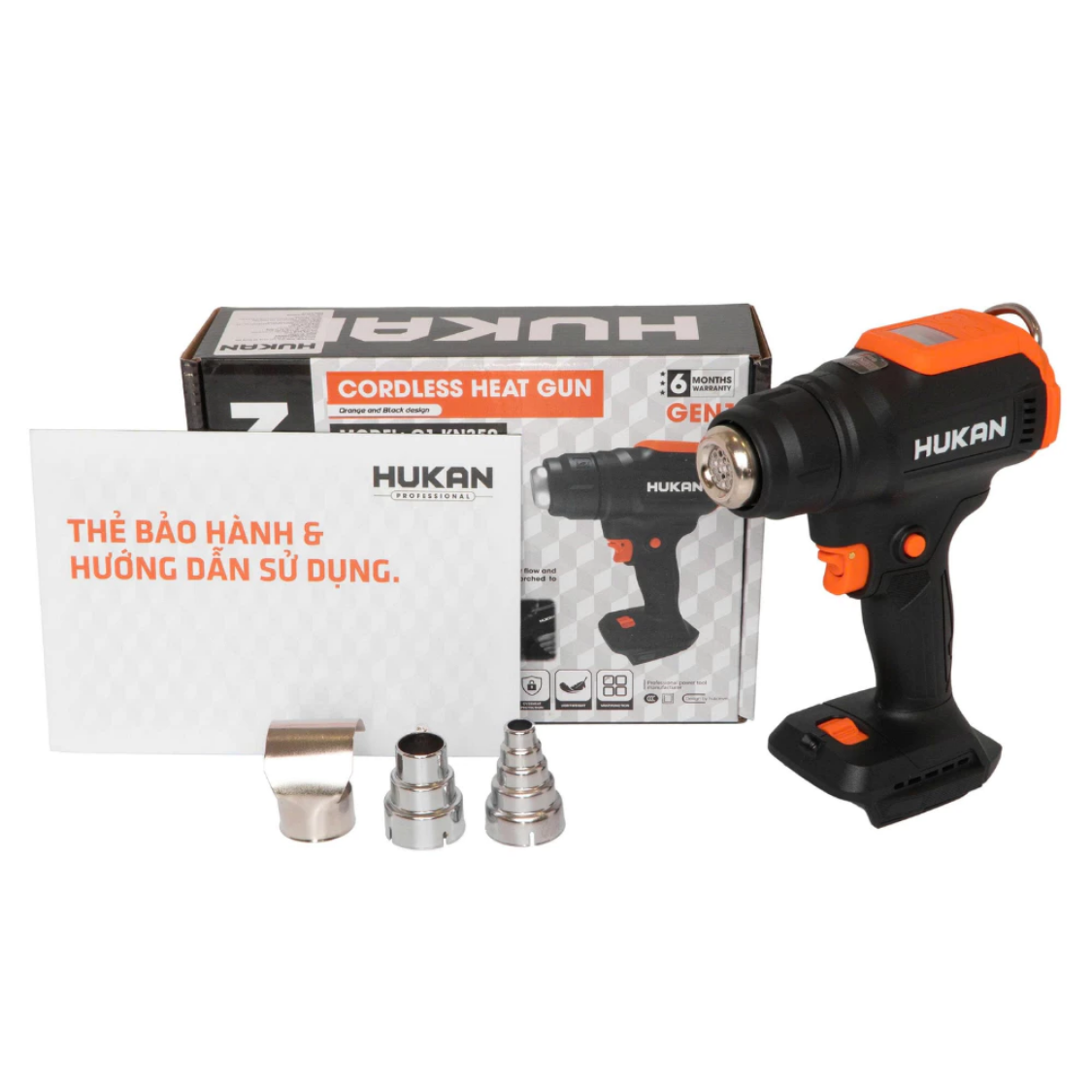Máy Khò nhiệt HUKAN G1-KN350 Dùng Pin 21V, Công suất 350W, 2 Mức Độ Nhiệt 30~400/550°C, Không chổi than