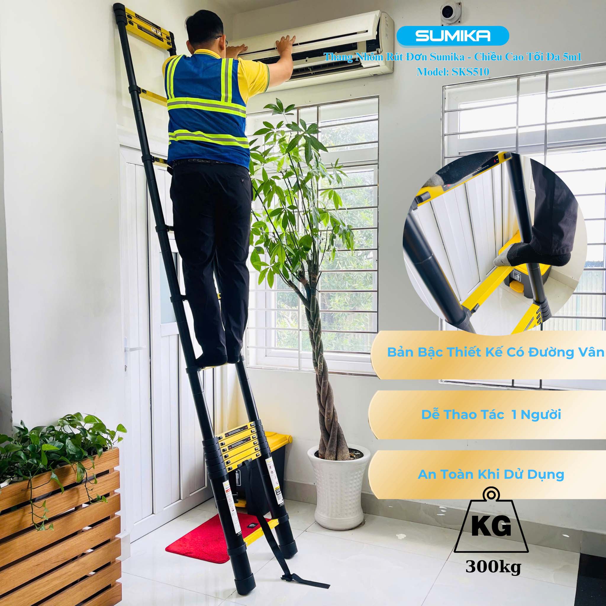 Thang nh&ocirc;m r&uacute;t gọn Sumika SKS510, sơn tĩnh điện