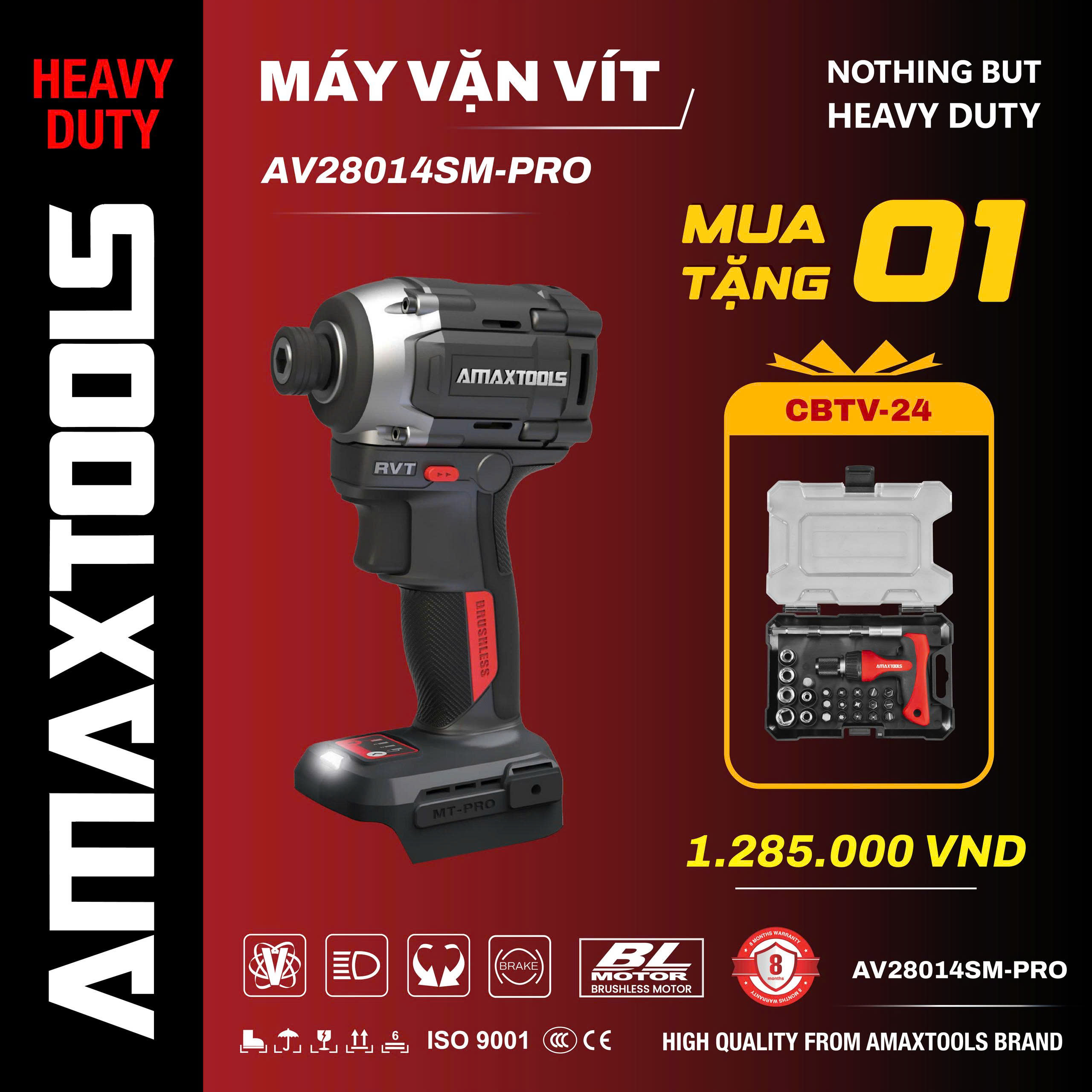 Chuyên Vít 280N.m AMAXTOOLS AV28014SM-PRO Đầu Trục 6.35mm Thông Dụng
