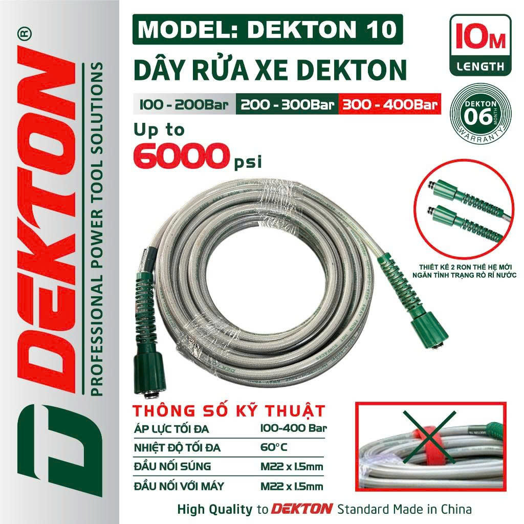 Dây Rửa Xe Mini DEKTON10 Dây Áp Lực Cao cho Máy Rửa Xe Dekton