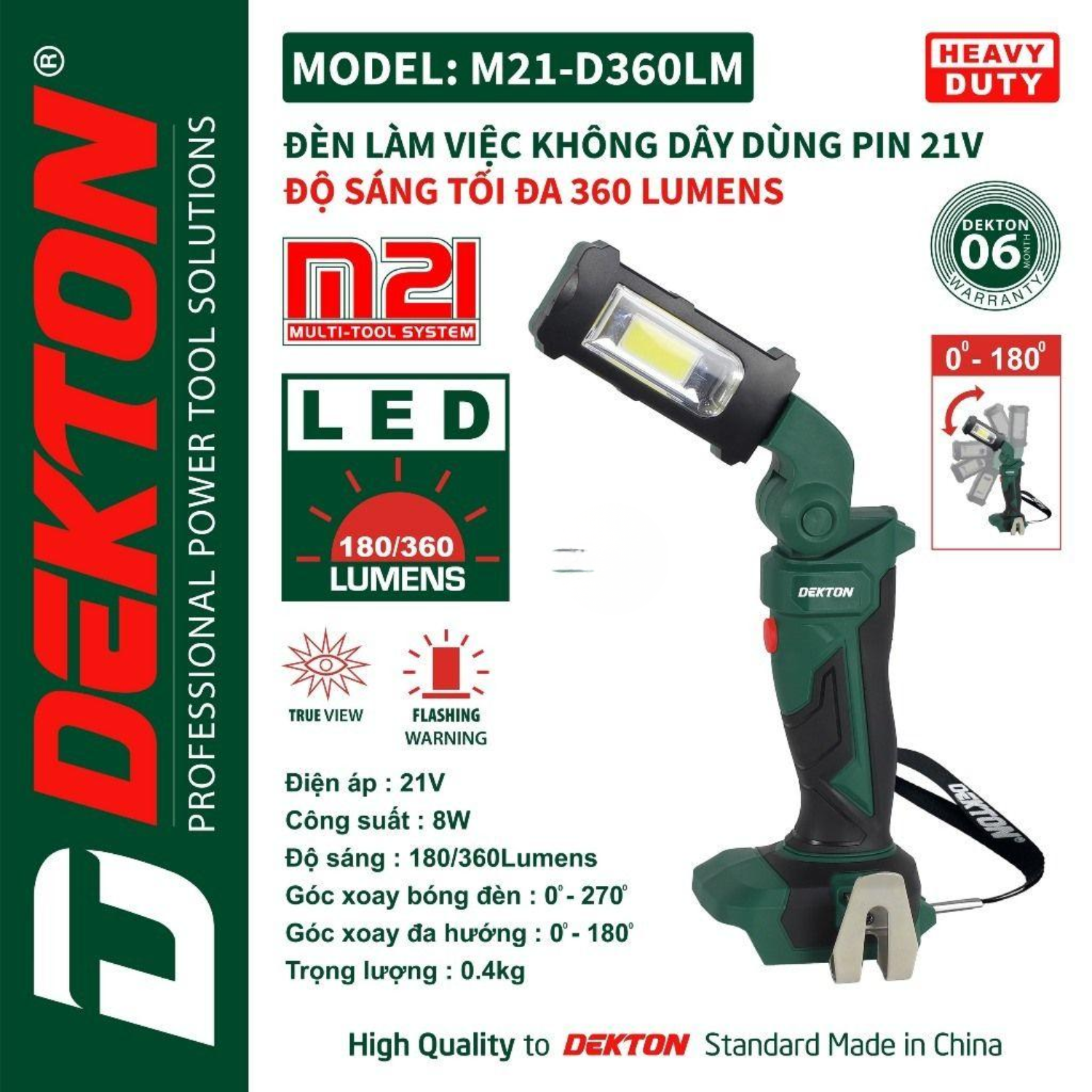 Đèn Pin Dekton M21-D360LM, M21-D360XLM - Xoay Đa Hướng - 360 Lumens - Chân Pin Phổ Thông xanh