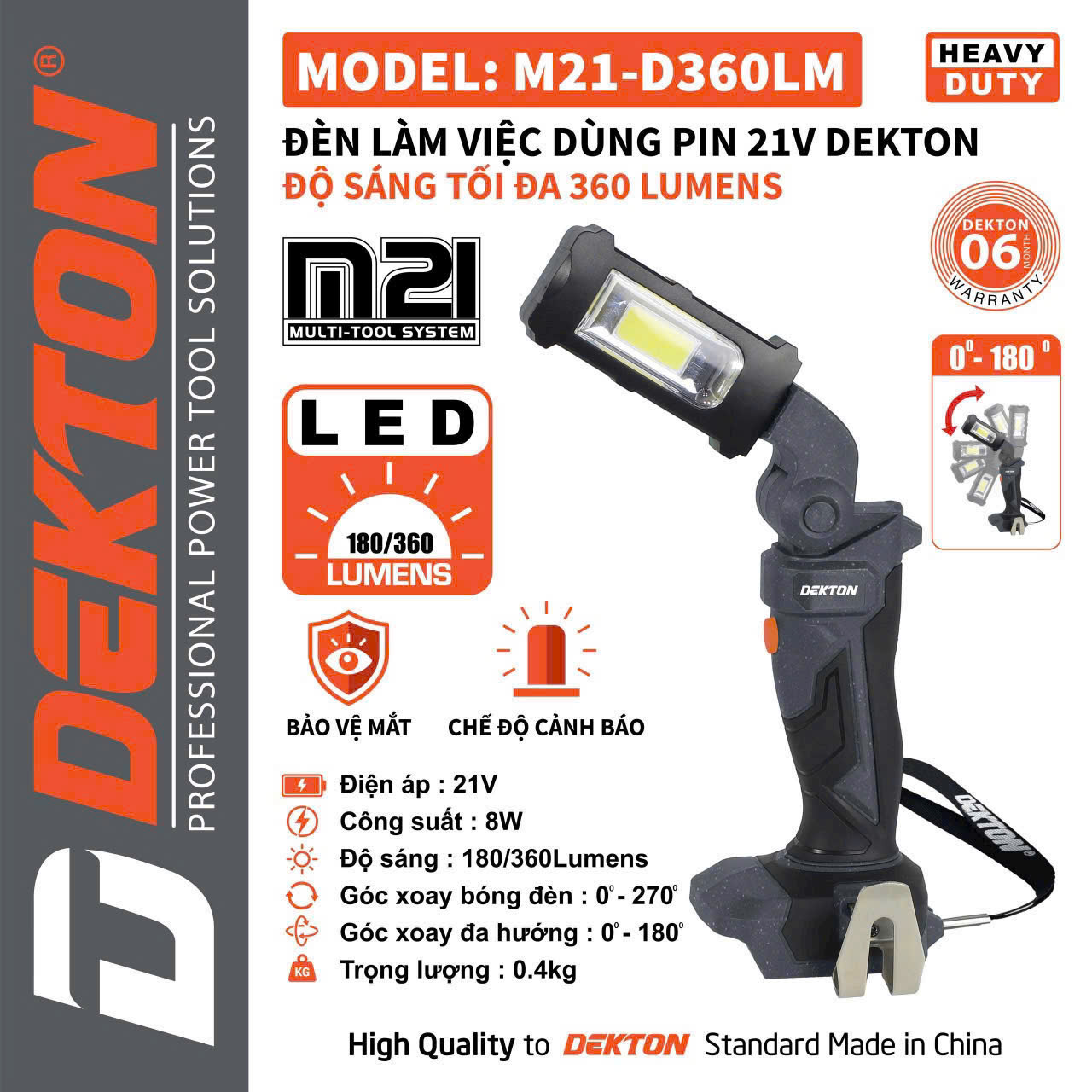 Đèn Pin Dekton M21-D360XLM - Xoay Đa Hướng - 360 Lumens - Chân Pin Phổ Thông xám