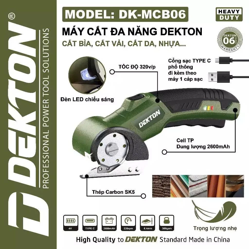 Máy Cắt Bìa, Cắt đa Năng Dekton DK-MCB06, Chuyên Cắt Vải, Da, Bìa, Nhựa