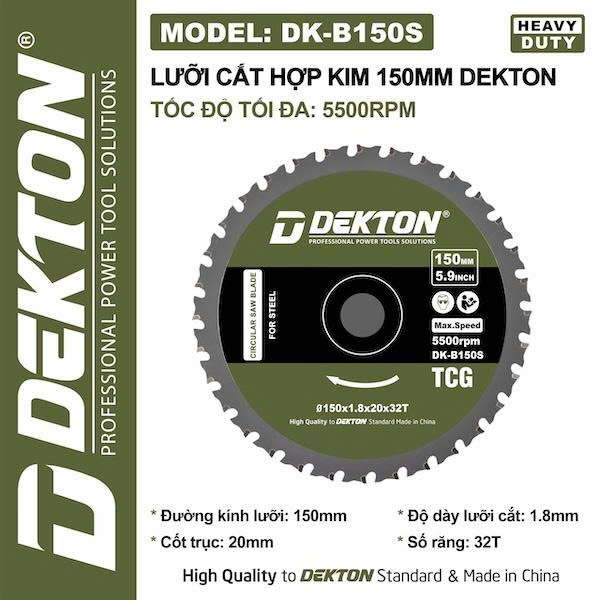 Lưỡi Cắt Hợp Kim Đa Năng Dekton 150MM DK-B150S Tốc Độ 5500RPM