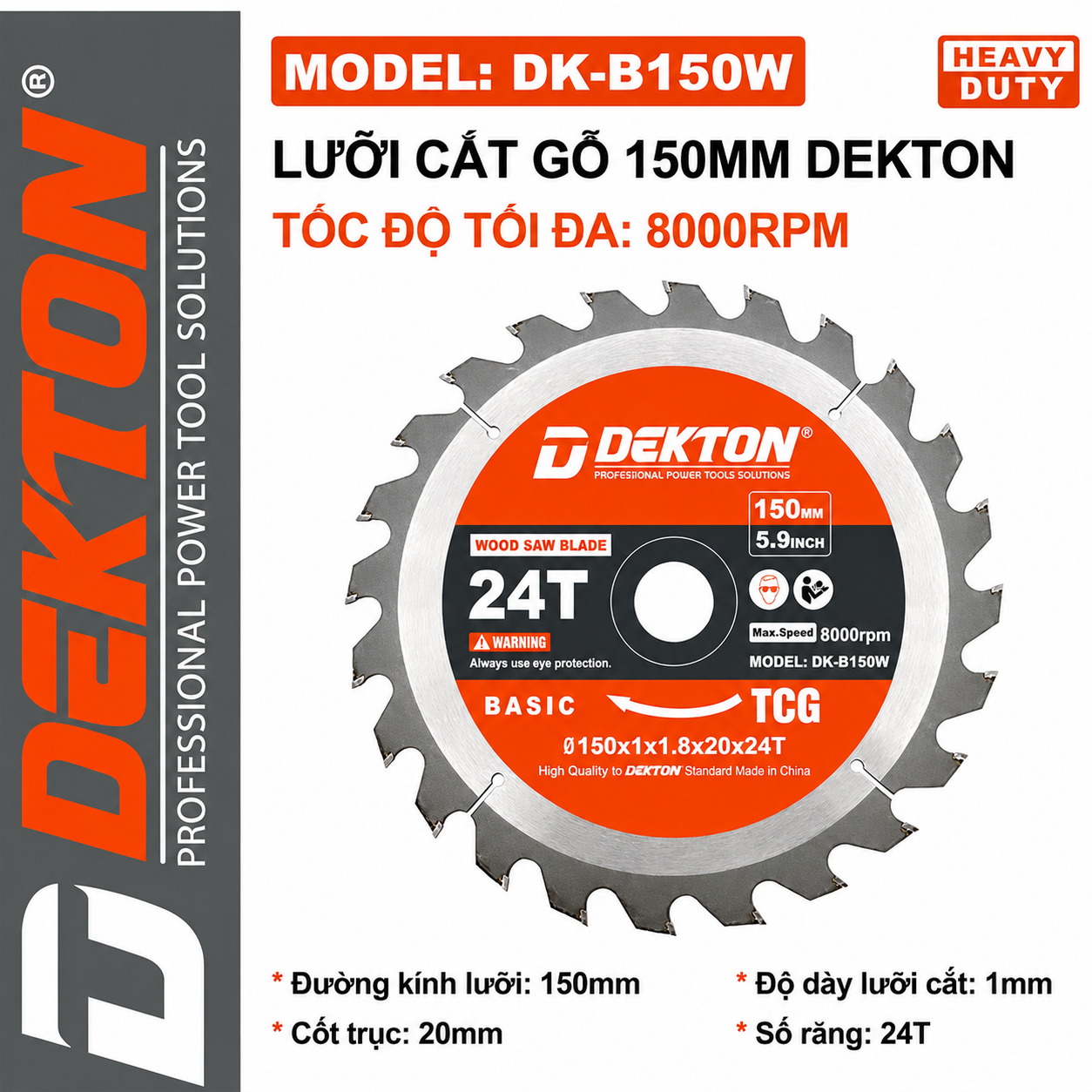 Lưỡi Cắt Gỗ Dekton DK-B150W 24 Răng 8000RPM Chính Hãng