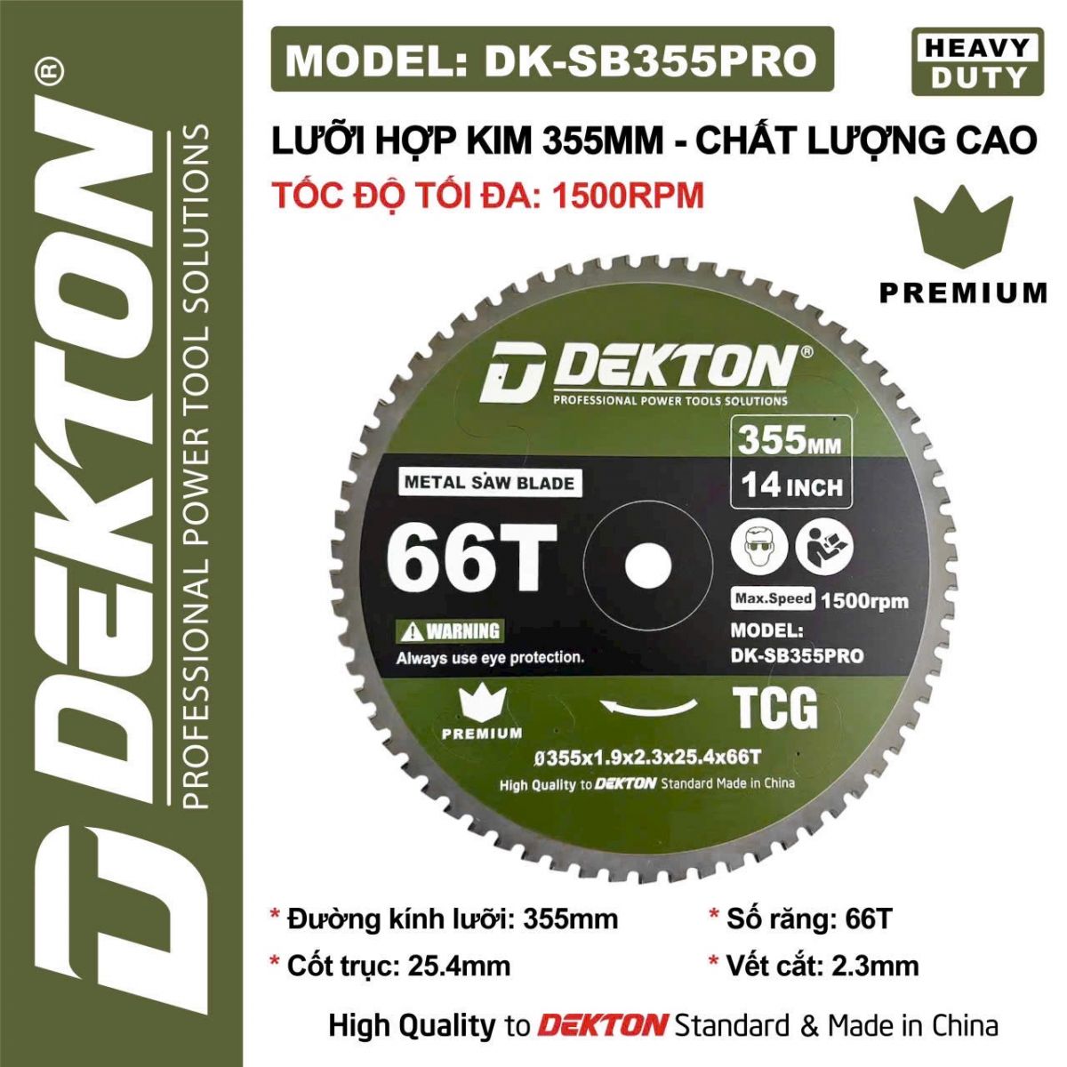 Lưỡi Cắt Hợp Kim Đa Năng Dekton 355MM DK-SB355PRO - Tốc Độ 1500RPM