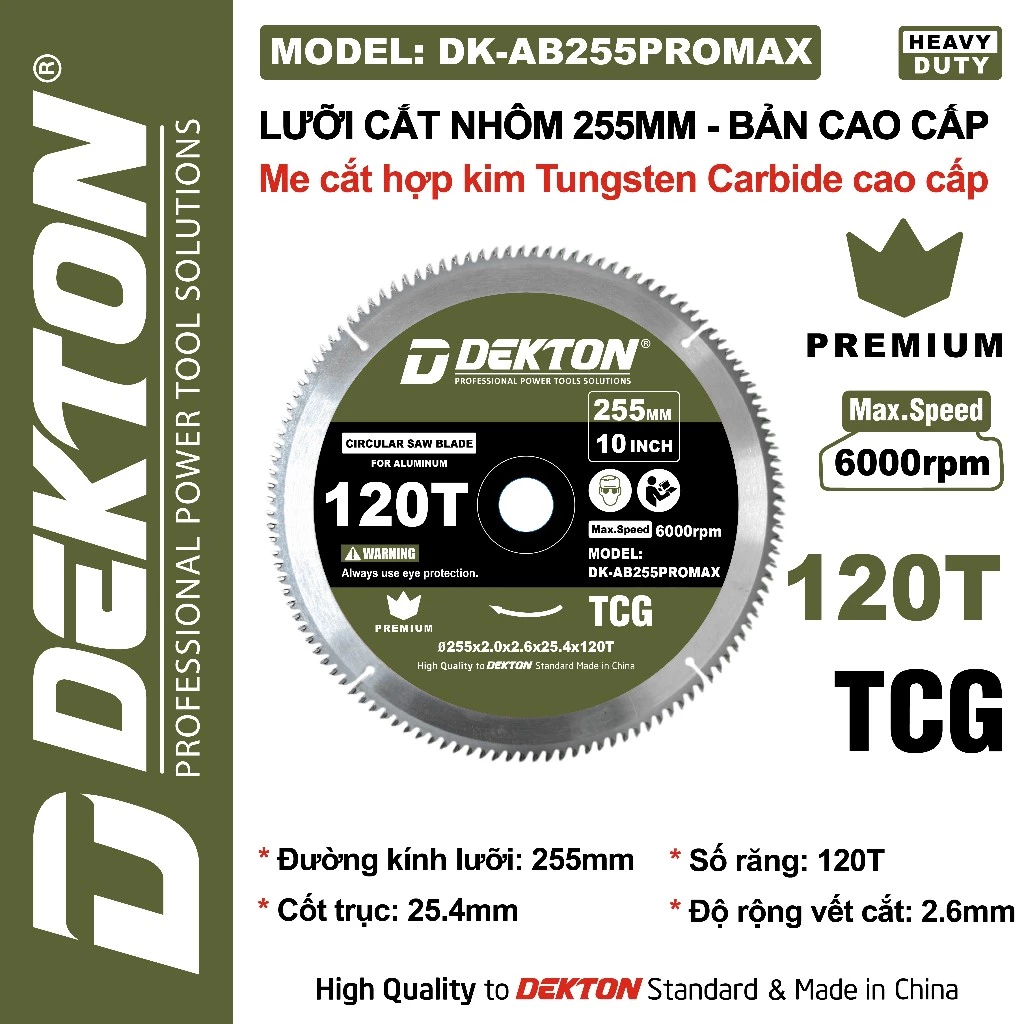 Lưỡi Cắt Nhôm Gỗ 255mm Dekton DK-AB255PROMAX Chất Lượng Cao