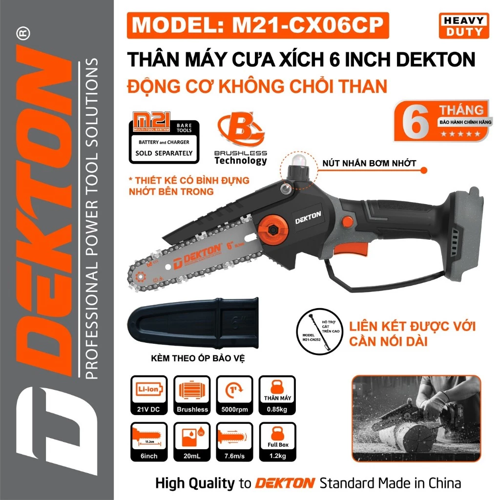 Máy Cưa Xích Pin 6 Inch Dekton M21-CX06CP