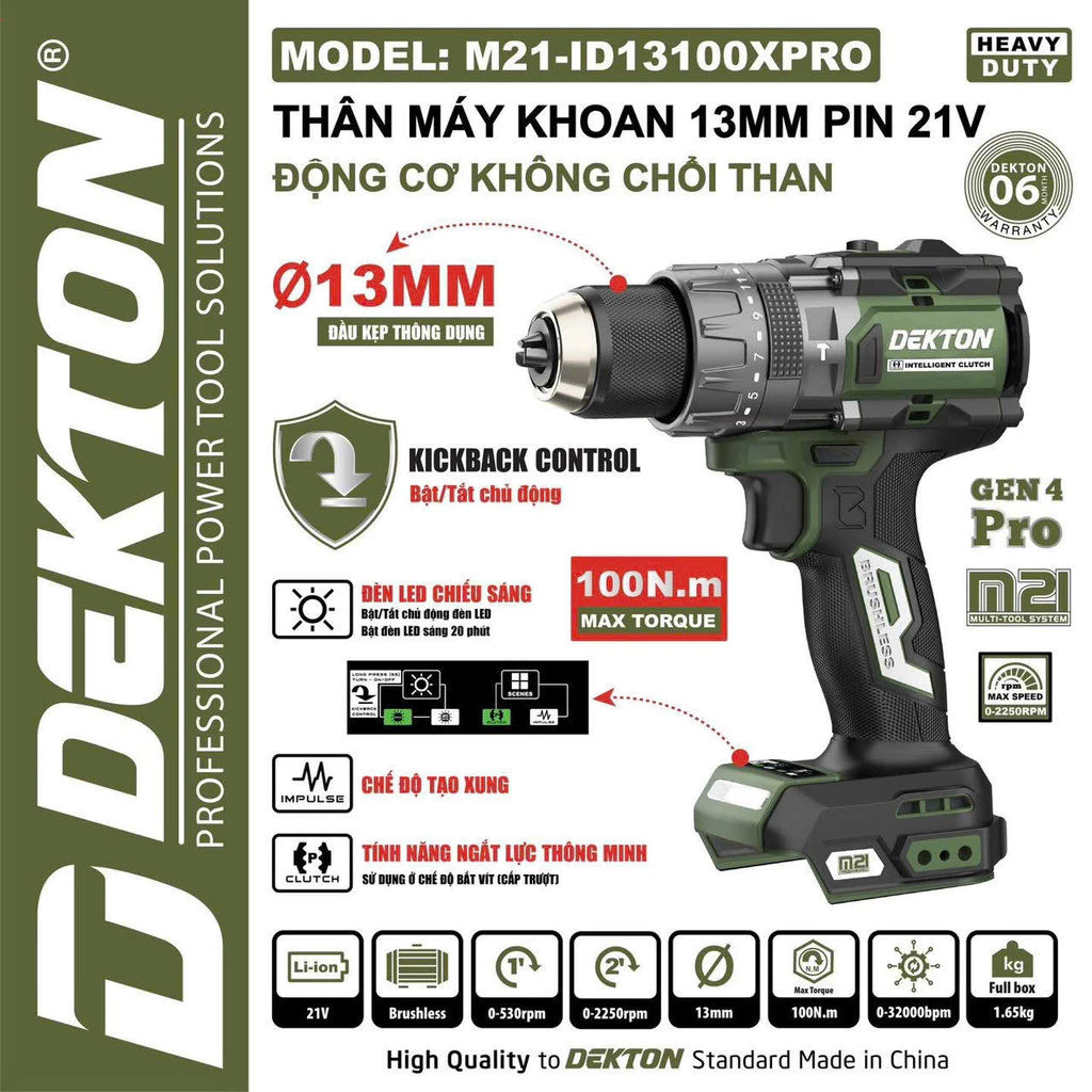 Máy khoan pin Dekton M21-ID13100XPRO