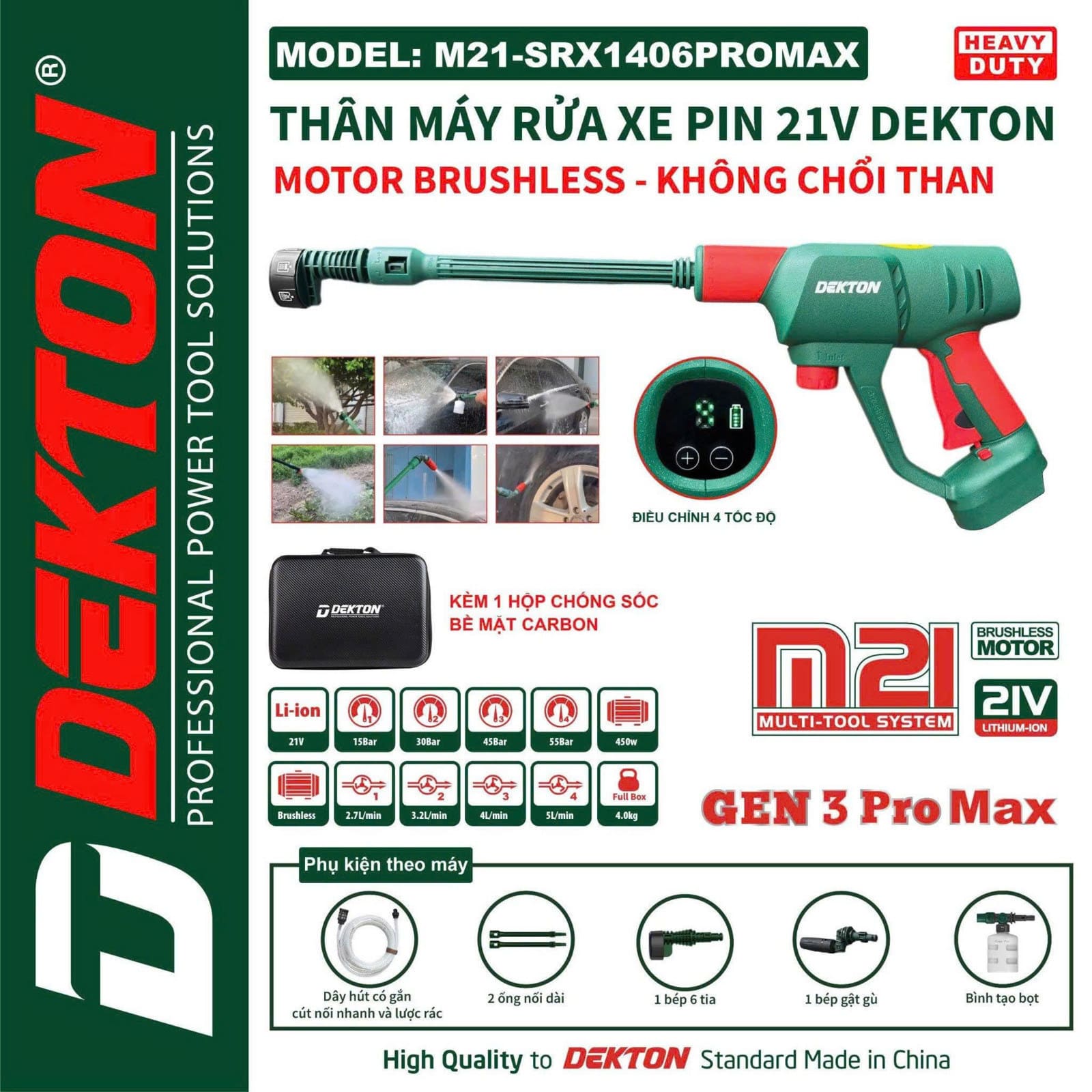 Máy rửa xe Pin Dekton M21-SRX1406Promax