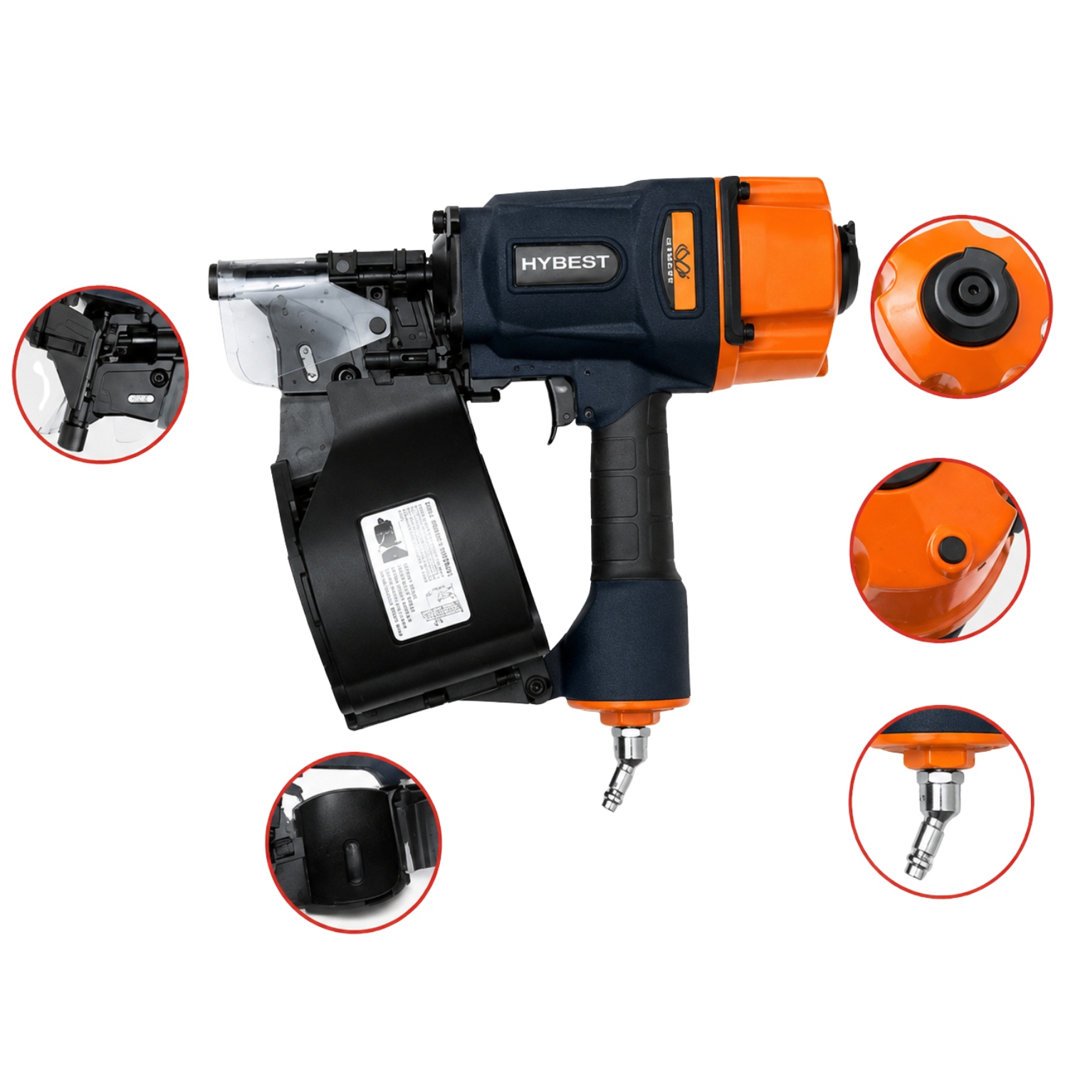 Máy Bắn Đinh Khí Nén Hybest HPCN83 - Dây Đinh 2.5-3.33mm Chính Hãng