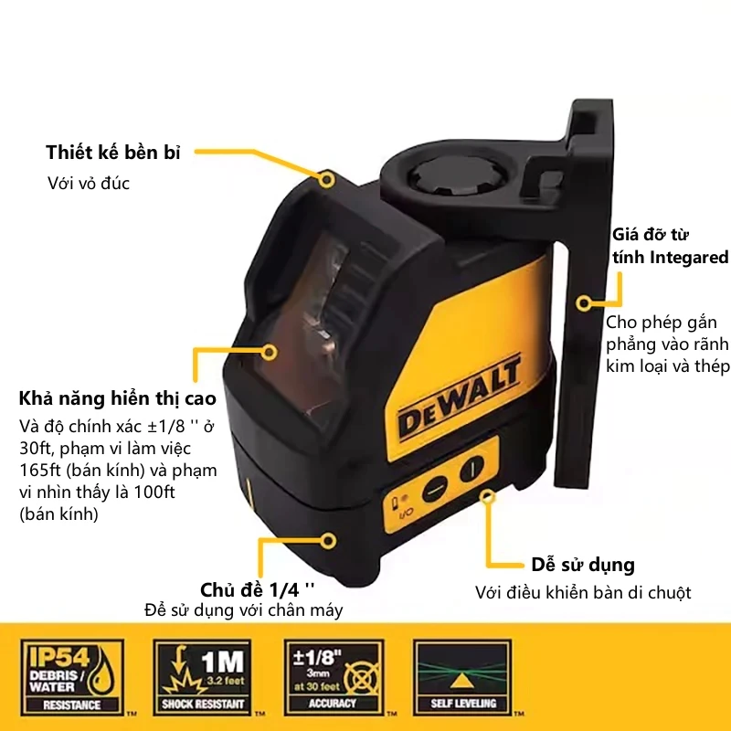 Máy Cân Bằng Laser Dewalt Green Laser 50m – Tia Xanh, Tự Động, Độ Chính Xác Cao