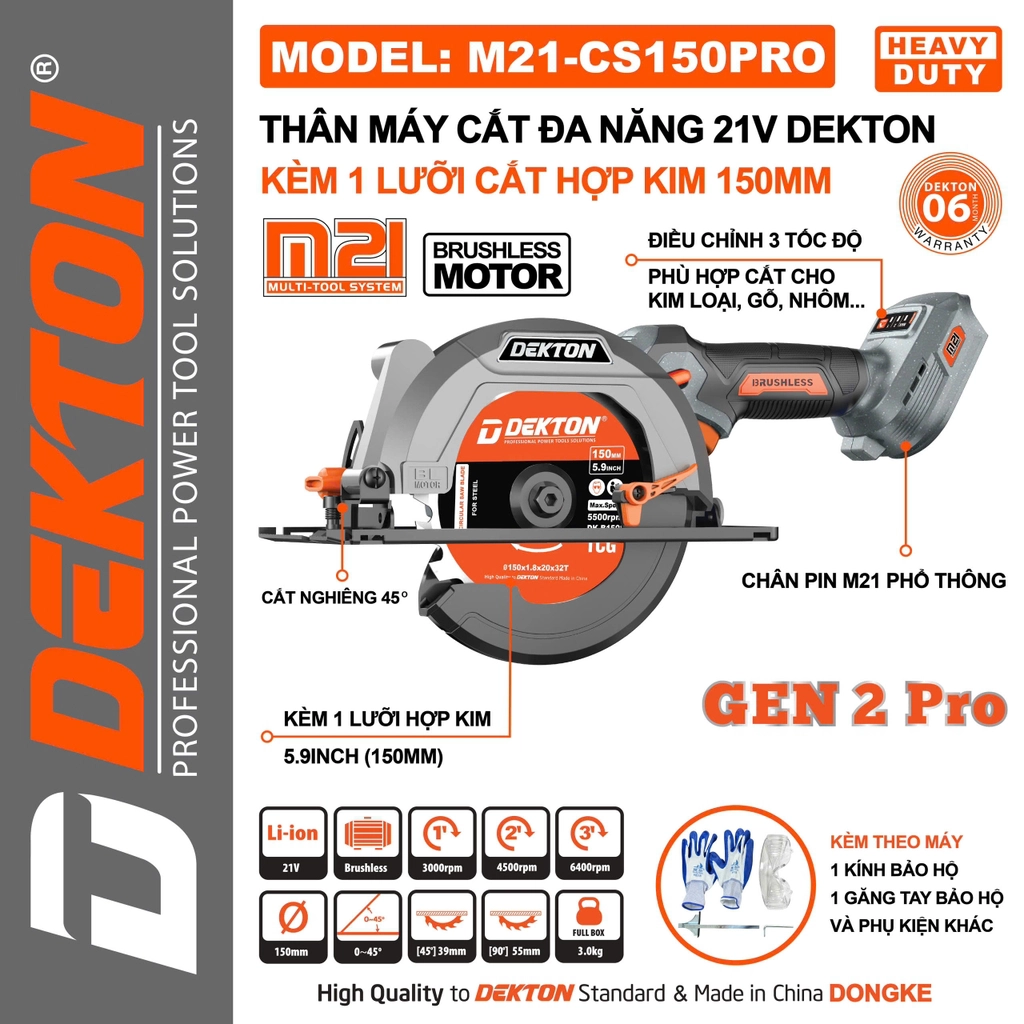 Máy Cắt đa Năng Dùng Pin Dekton M21-CS150PRO 21V - Kèm Lưỡi Cắt 150mm