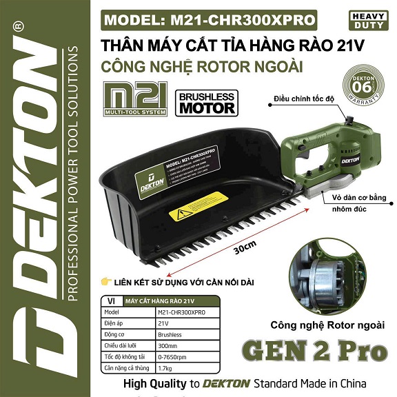 Máy Cắt Tỉa Hàng Rào 21V Dekton M21-CHR300XPRO