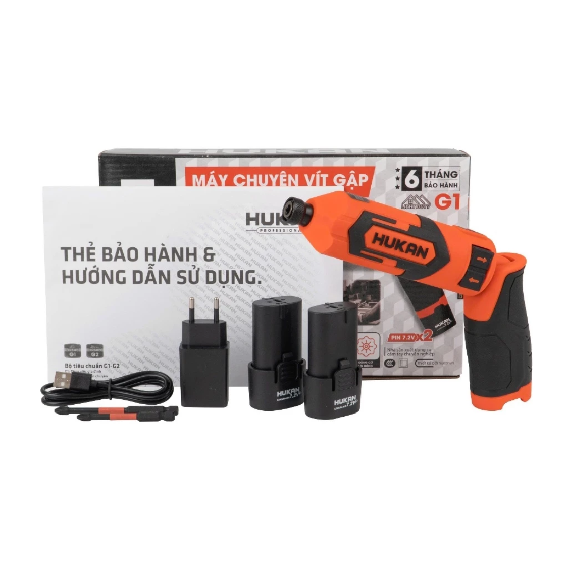 Máy Chuyên Vít Gập Hukan G1-TD2572D Lực Siết 25Nm, Góc gập linh hoạt 75°, Đầu vít 1_4 inch