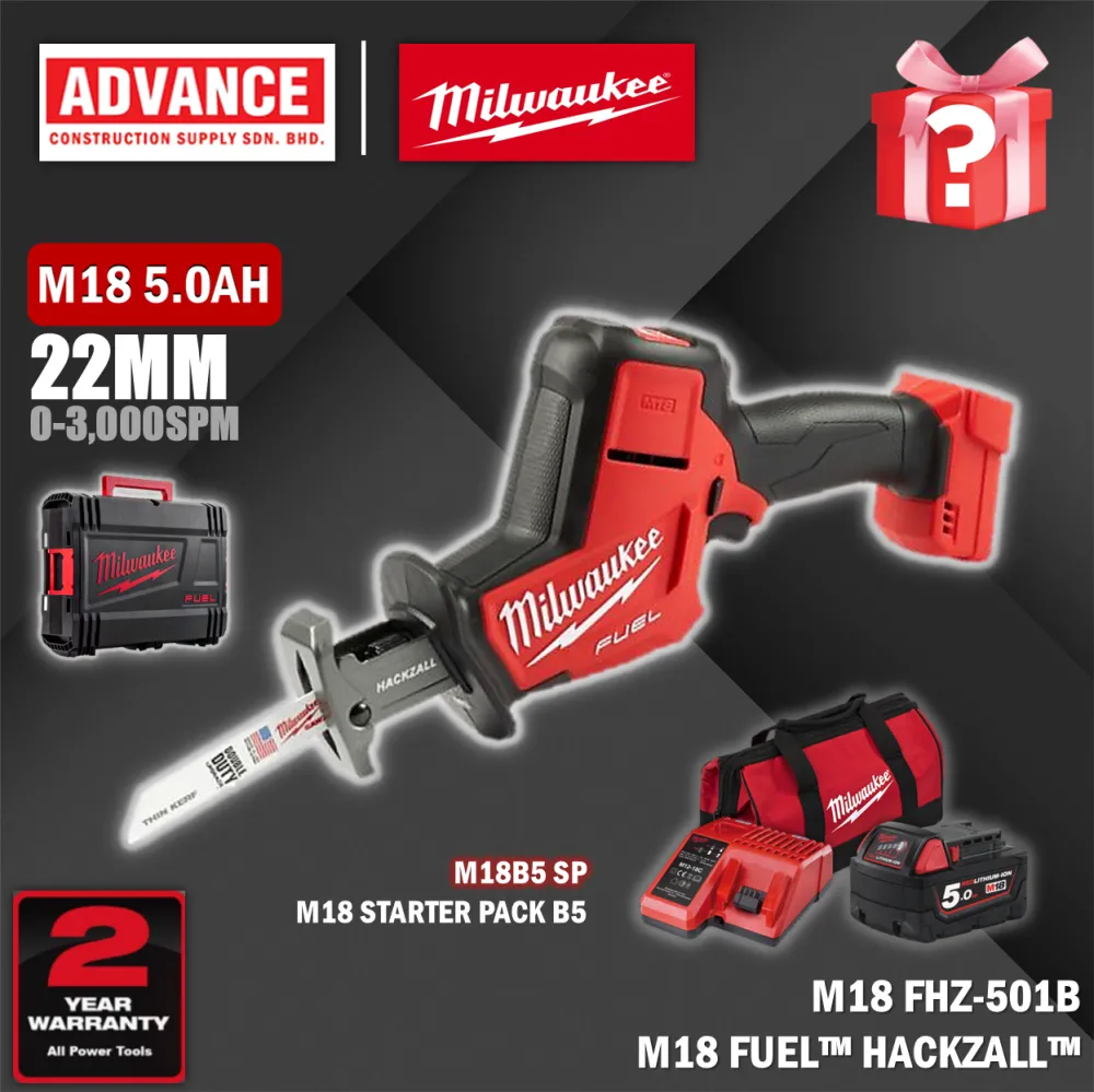 Máy Cưa Kiếm Milwaukee M18 FHZ-0 Thân Máy Tốc độ 0-3.000 L/p, độ Sọc 22mm