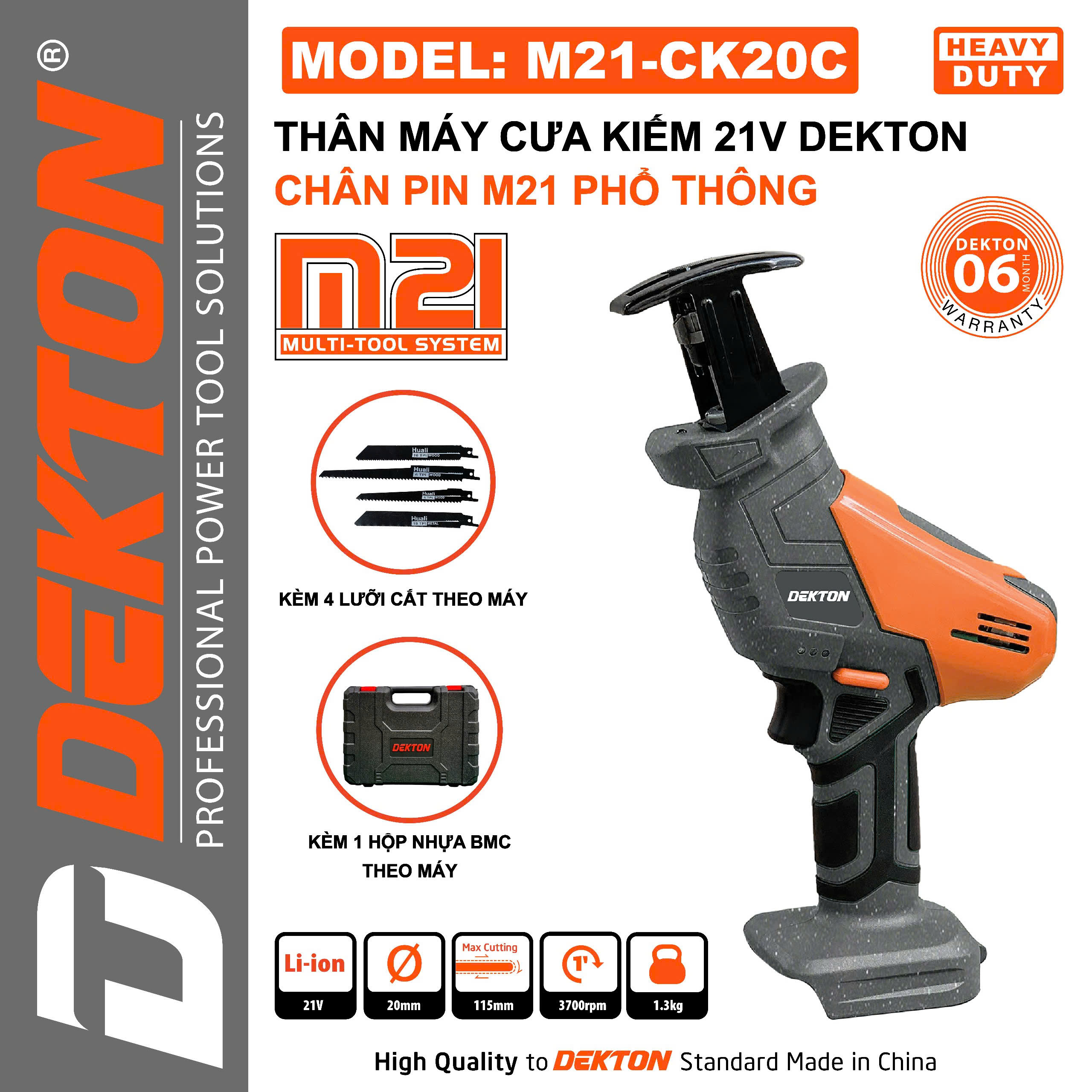Máy Cưa Kiếm Dùng Pin Dekton M21-CK20C
