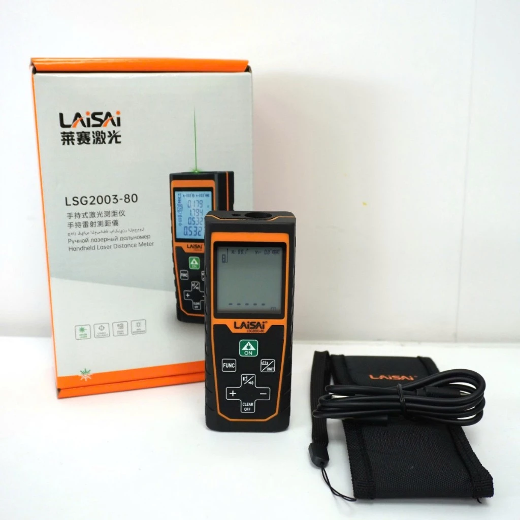 Máy đo Khoảng Cách Tia Xanh 80m LAISAI LSG2003-80, Chính Xác ±1mm, đo Góc 360°