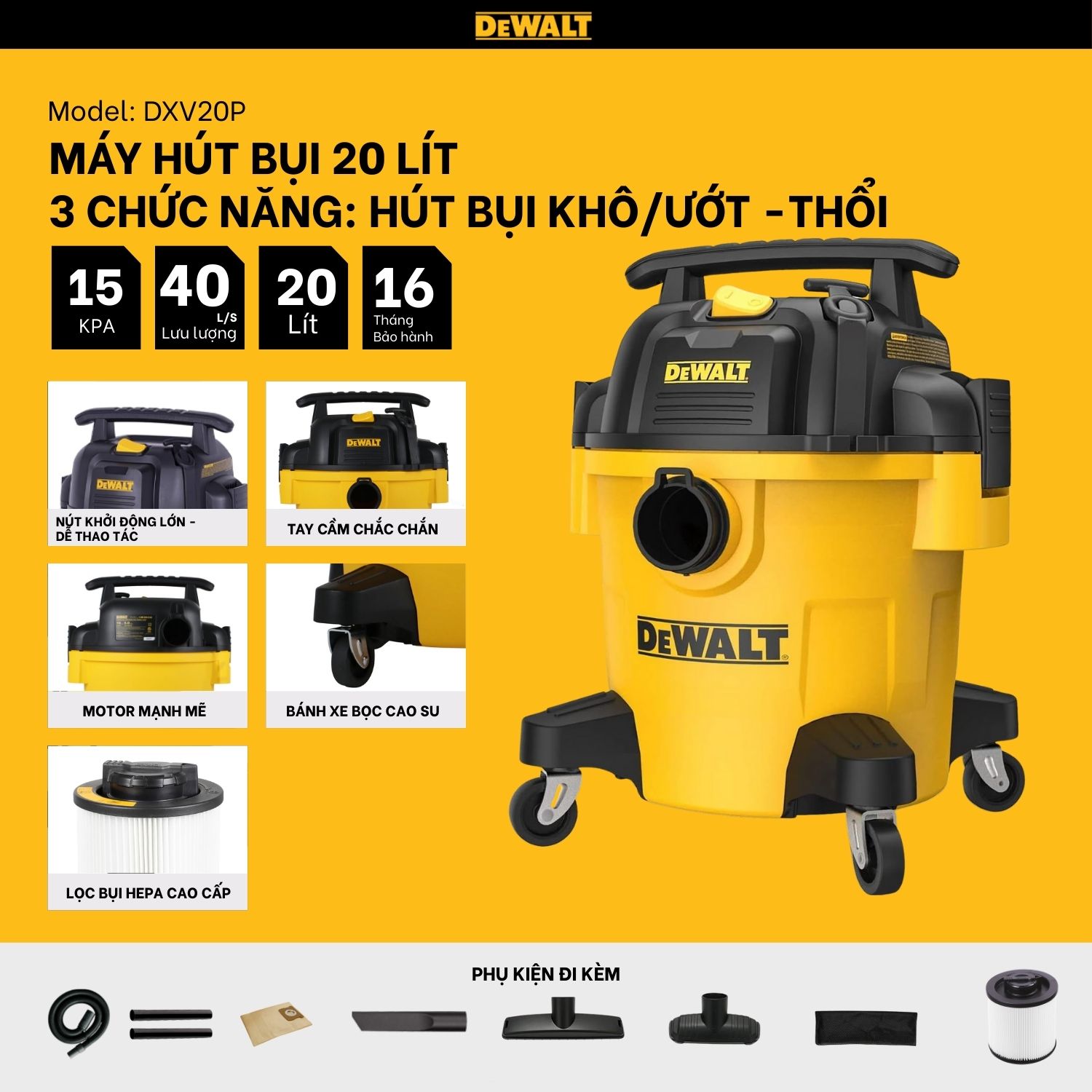 Máy hút bụi 3 chức năng 20L Dewalt DXV20P – 20 lít 2