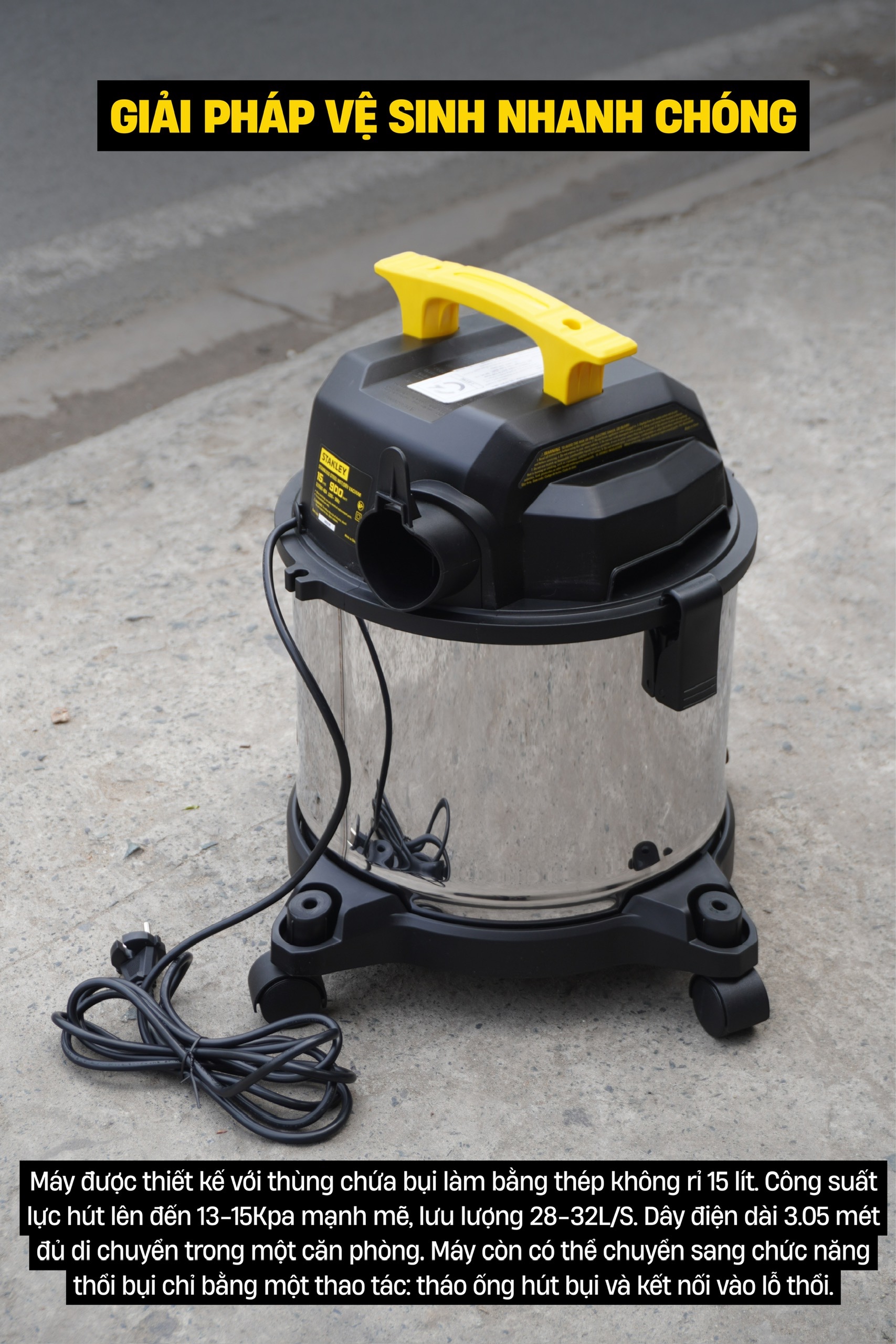Máy hút bụi Gia dụng 3 chức năng Stanley SL19301-4BA – 15L 5