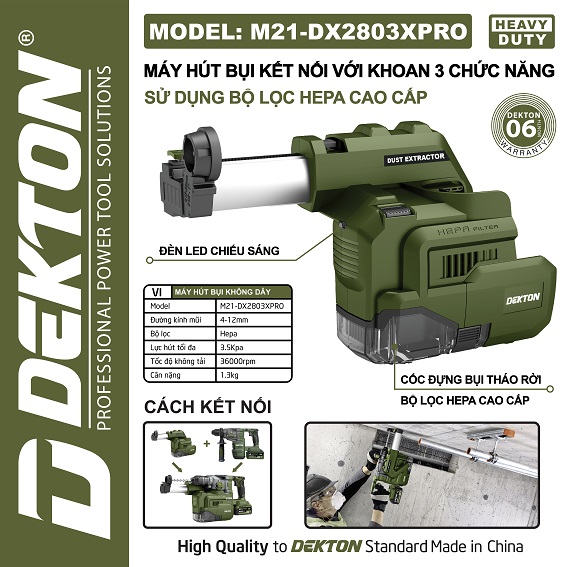 Máy Hút Bụi Kết Nối Với Khoan 3 Chức Năng M21-DX2803XPRO