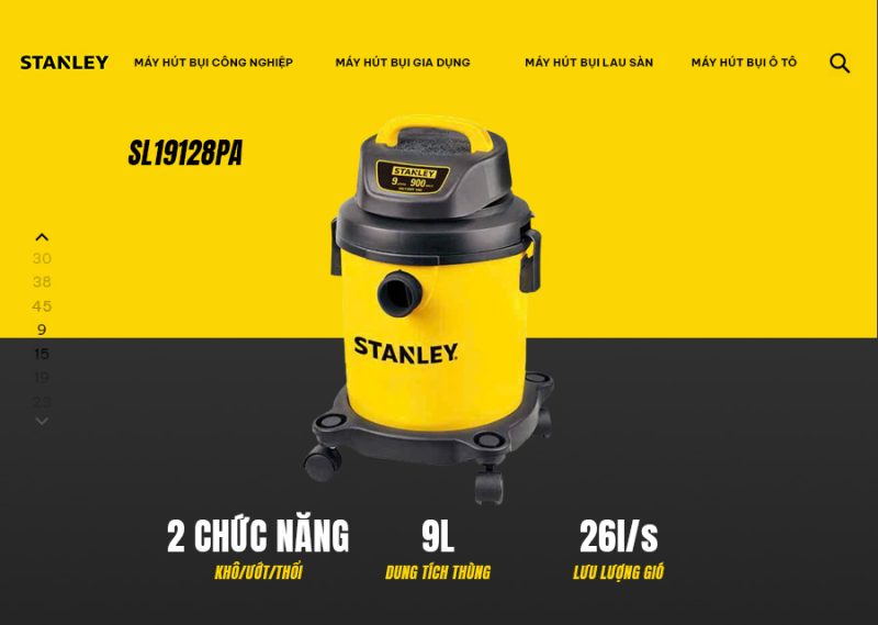 Máy Hút Bụi Khô Và Nước Stanley 9L Chính Hãng SL19128PA