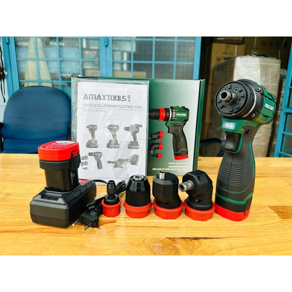 Máy khoan AMAXTOOLS 16.8V AKI6511-Plus tặng kèm Combo 4 đầu đa năng1