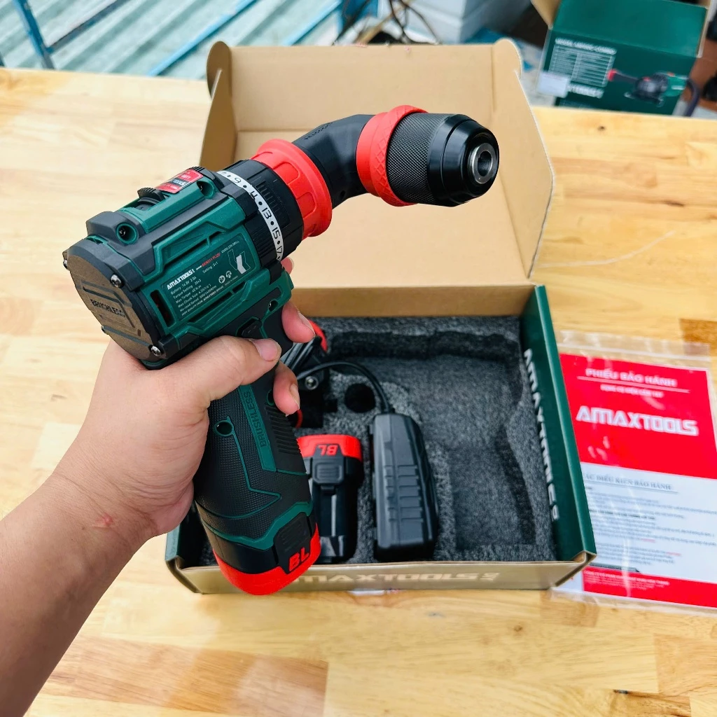 Máy khoan AMAXTOOLS 16.8V AKI6511-Plus tặng kèm Combo 4 đầu đa năng3