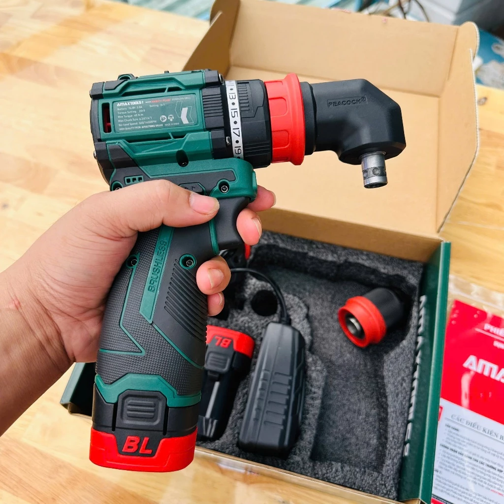 Máy khoan AMAXTOOLS 16.8V AKI6511-Plus tặng kèm Combo 4 đầu đa năng2