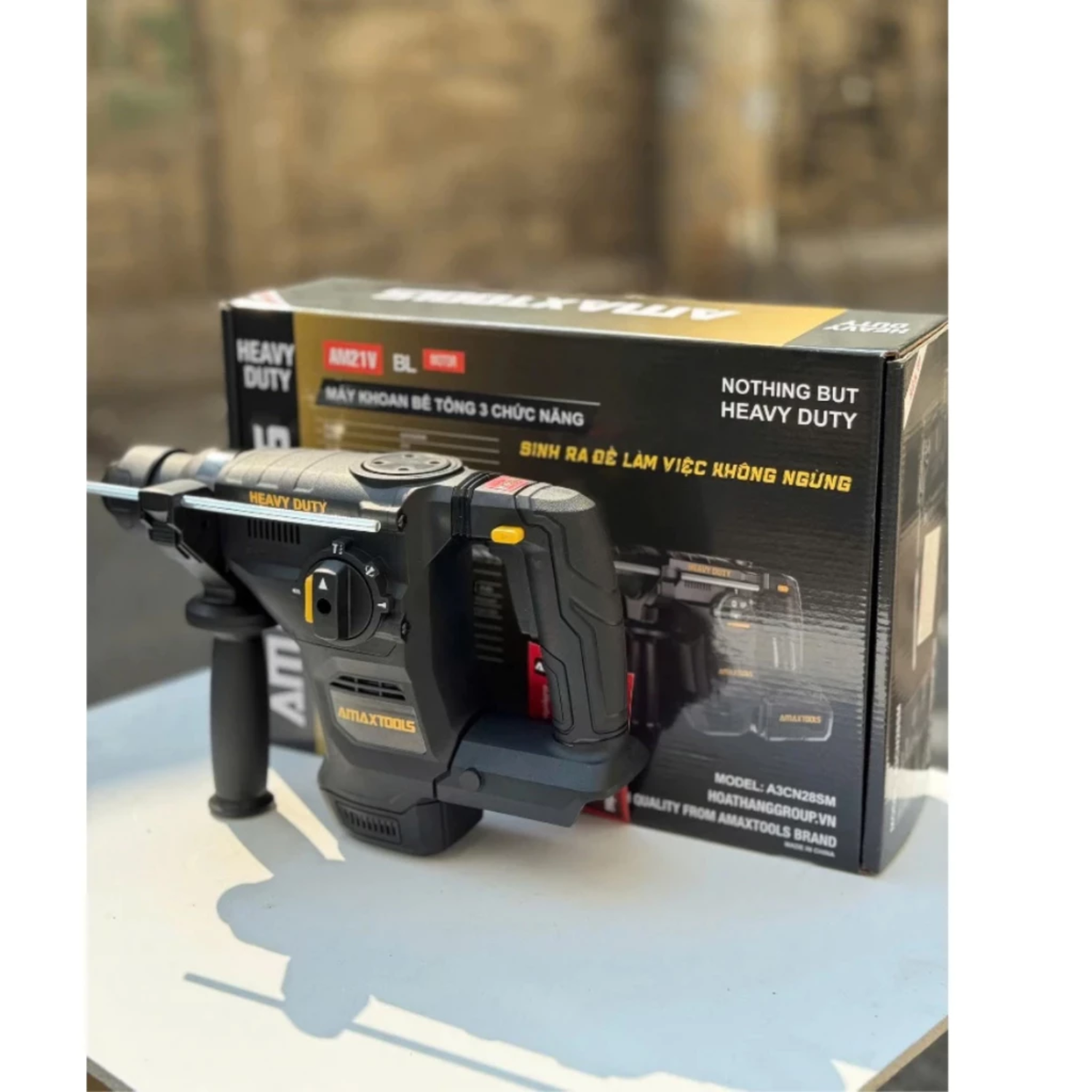 Máy Khoan Bê Tông Pin 21V Amaxtools 1000Nm A3CN28SM, 3 Chức Năng