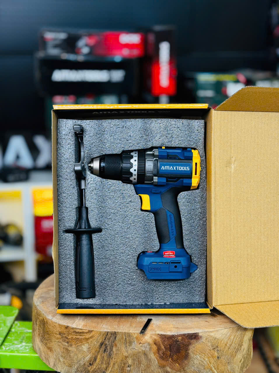 Máy Khoan Pin Amaxtools 165Nm AKI16513 GT Chính Hãng, Đầu Kẹp 13mm, Động Cơ Không Chổi Than