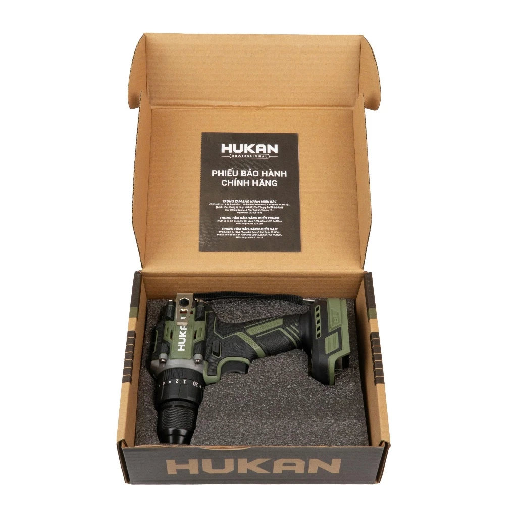 Máy Khoan Pin HUKAN GC-IDL1040 Đầu Kẹp 10mm, Lực siết 40Nm, Khoan 3 Chức Năng, Không Chổi Than