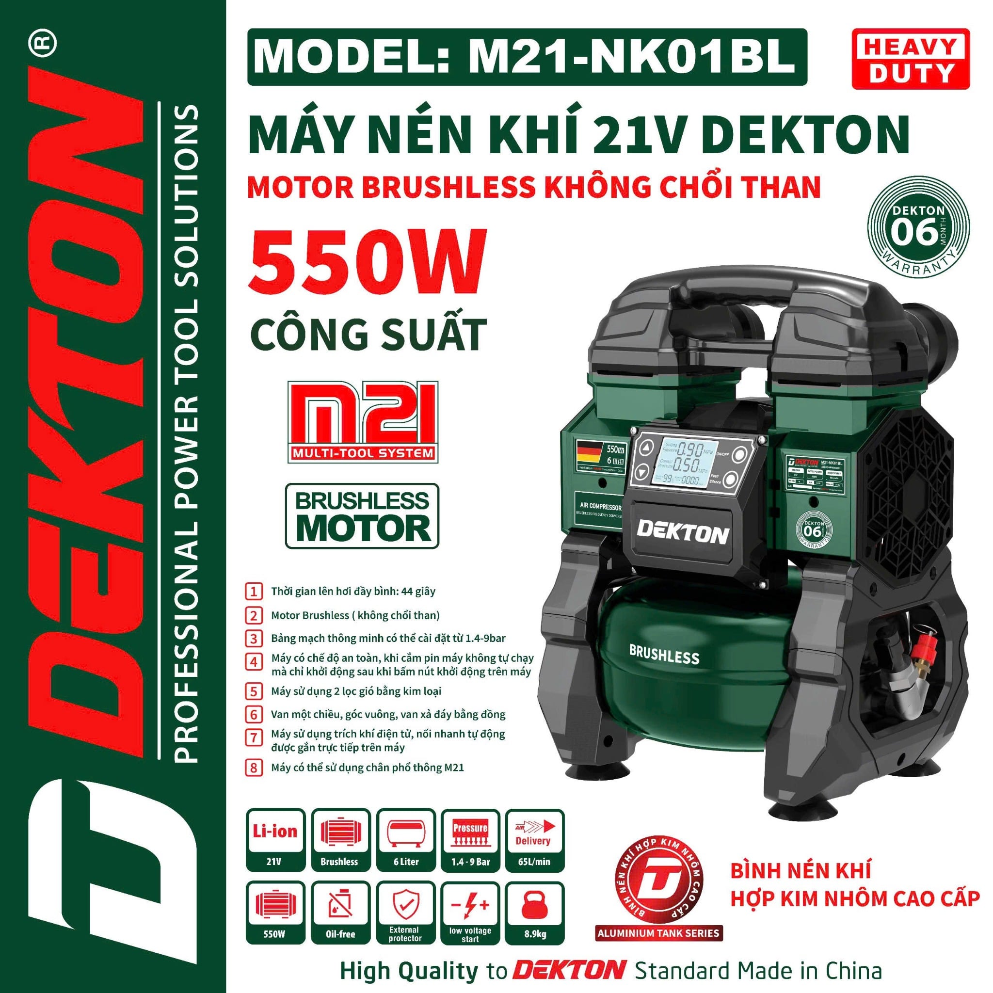 Máy nén khi dùng pin 21V Dekton M21-NK01BL