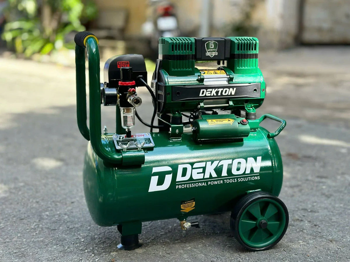 M&aacute;y N&eacute;n Kh&iacute; Kh&ocirc;ng Dầu 1.5HP 25L DEKTON DK-AC2925PRO Ruột B&igrave;nh Sơn Chống Rỉ S&eacute;t