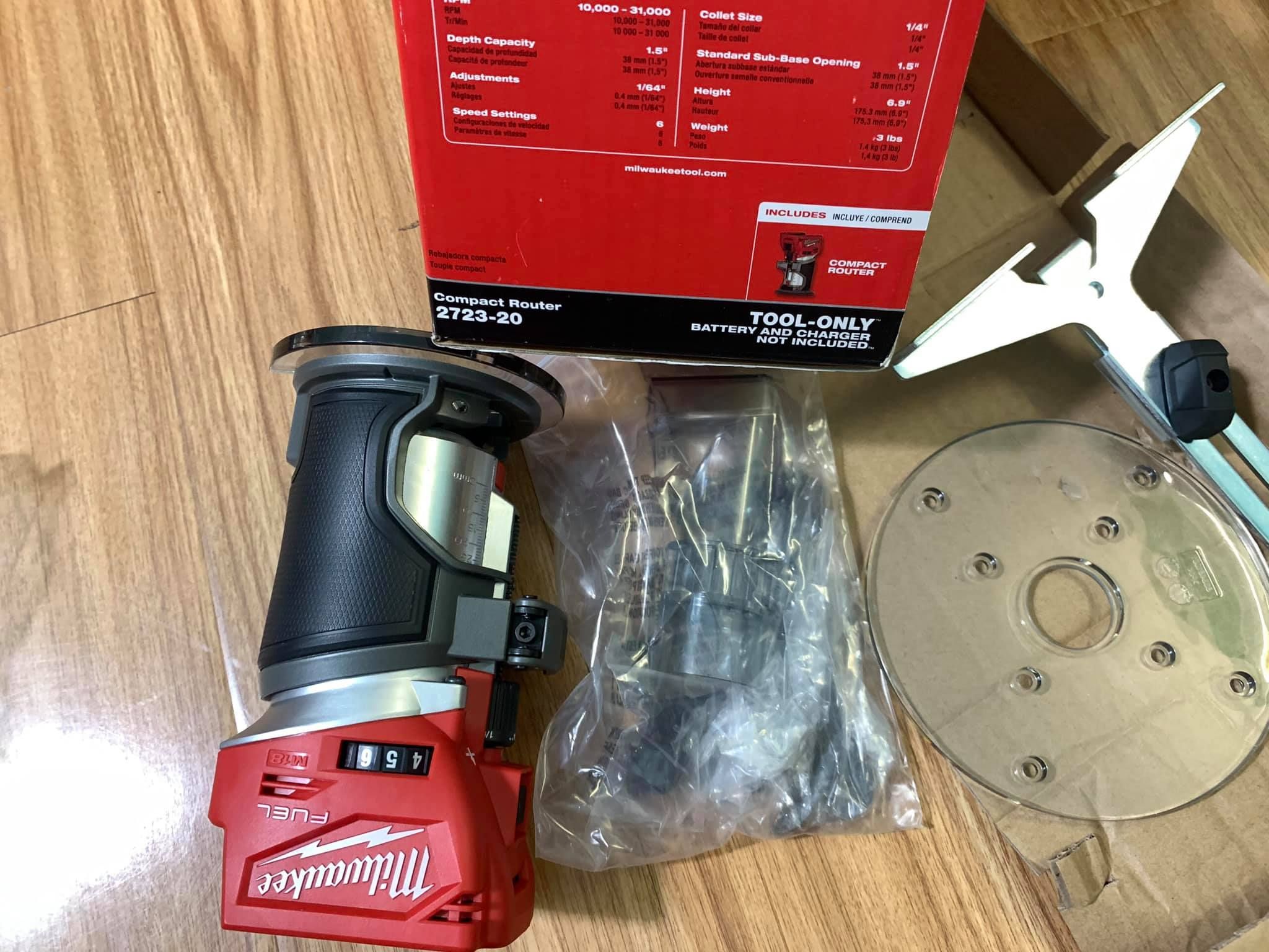Máy Phay Milwaukee M18 FTR-0X0, Tốc độ 10.000-31.000 Vòng/phút, Mũi Tối đa 38mm