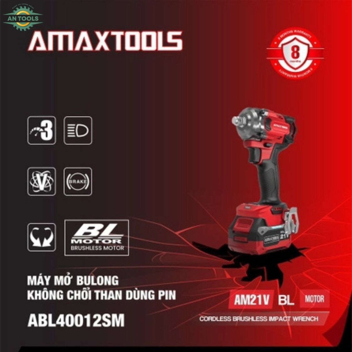 Máy Siết Bu Lông Amaxtools ABL165034SM-Pro 1650Nm 3/4 Inch