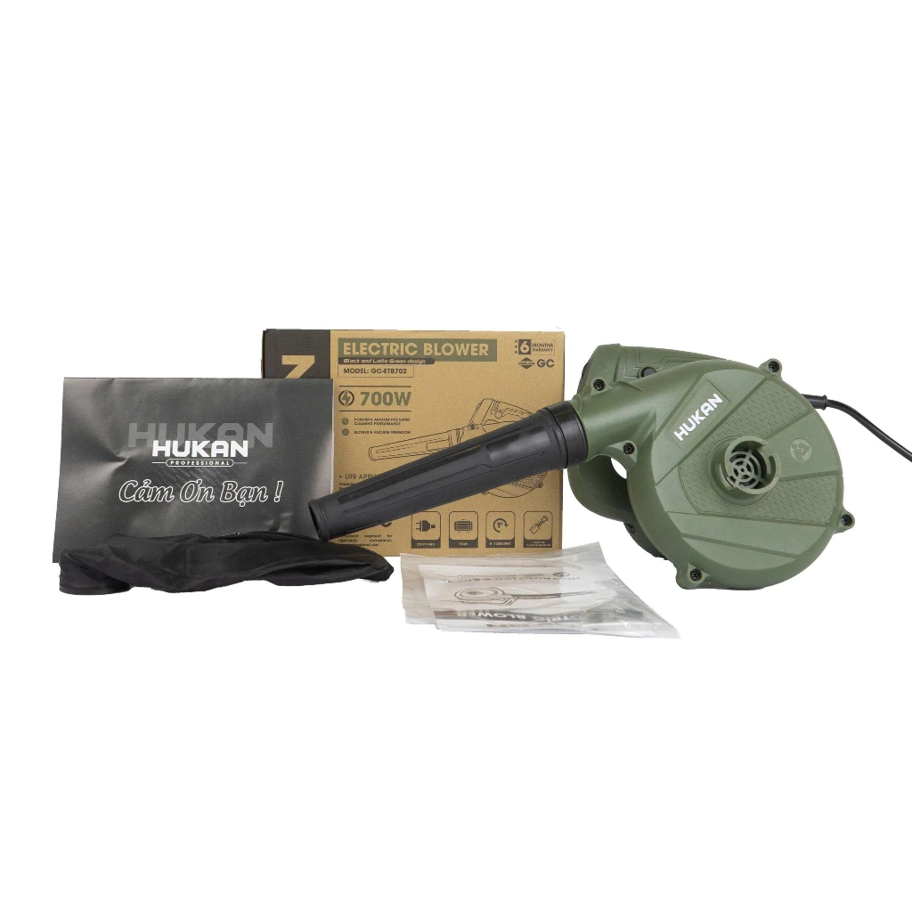 Máy Thổi Lá Hút Bụi Điện HUKAN GC-ETB702, Công Suất 700W - 2 Chức Năng Hút và Thổi