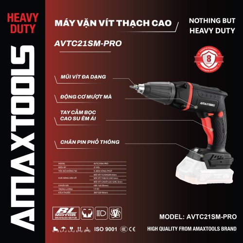 Máy Vặn Vít AMAXTOOLS 21V AVTC21SM-PRO 4000 Vòng/Phút Chính Hãng