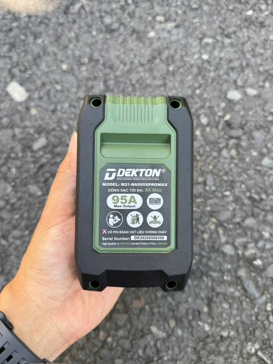 Pin 21V 6.0Ah Dekton M21-B6095XPROMAX 15 Cell, Chống Cháy, Chính Hãng 4