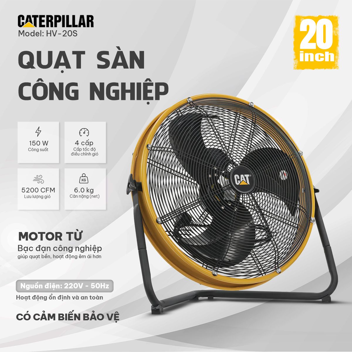 Quạt sàn công nghiệp Caterpillar 20 inch HV-20S 2