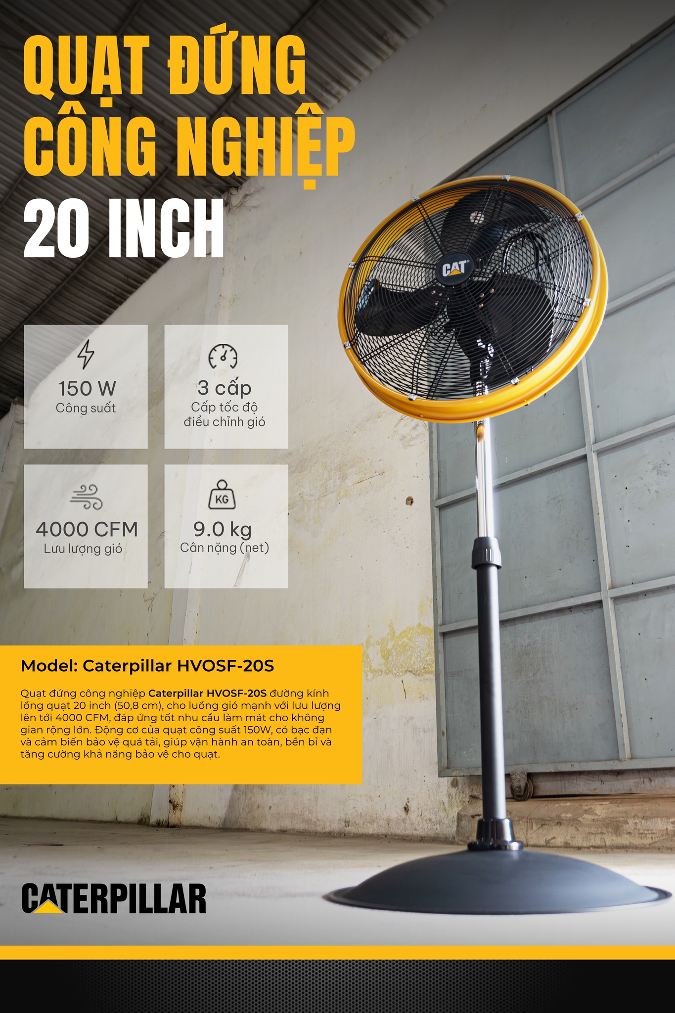 Quạt công nghiệp Caterpillar 20 inch HVOSF-20S