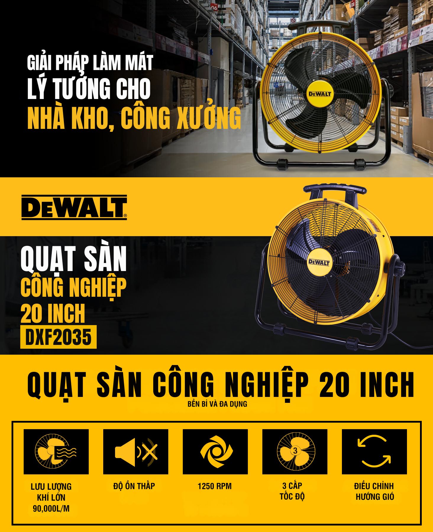 Quạt Công nghiệp Dewalt 20 inch DXF2035 2