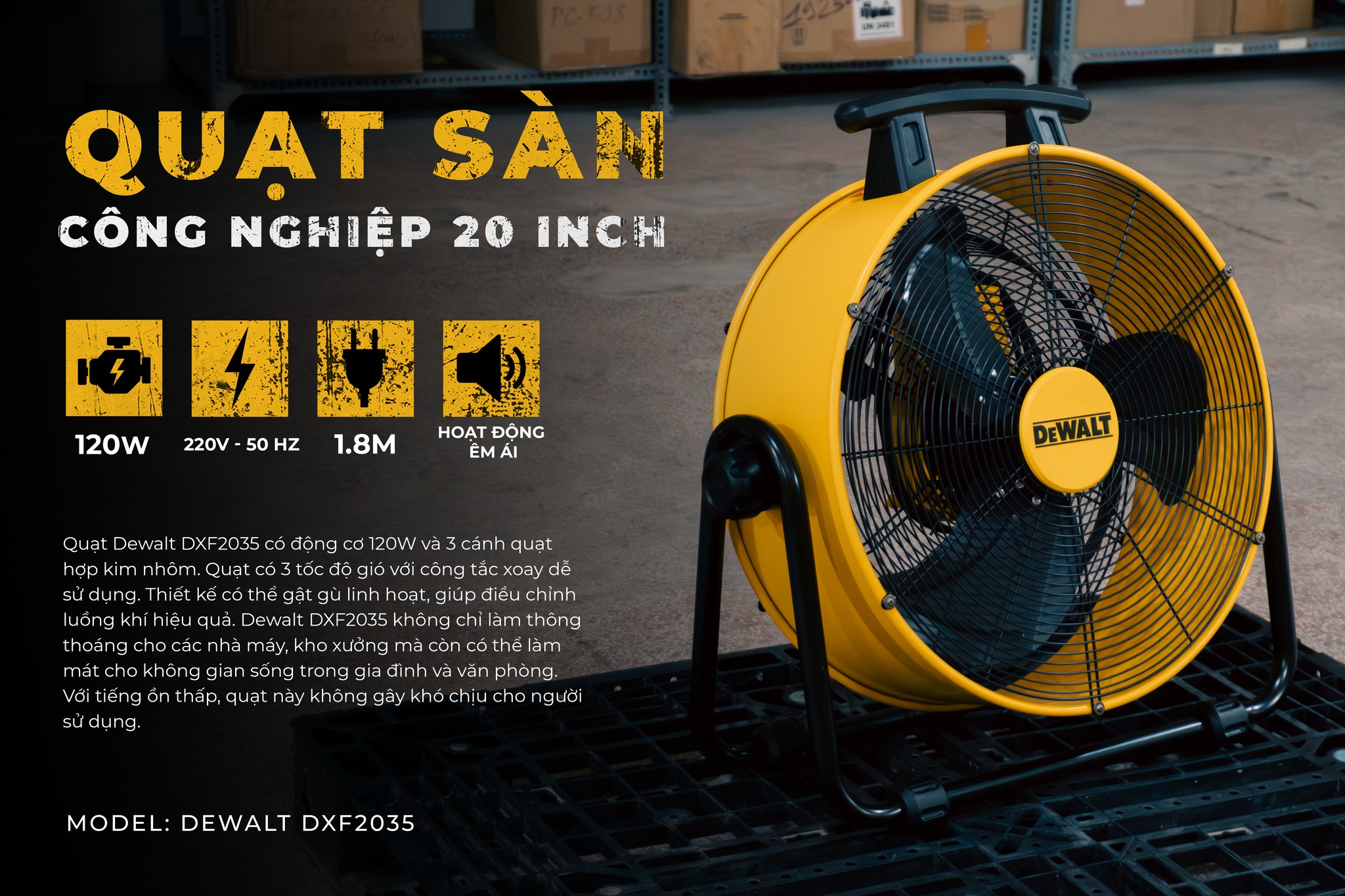 Quạt Công nghiệp Dewalt 20 inch DXF2035 4