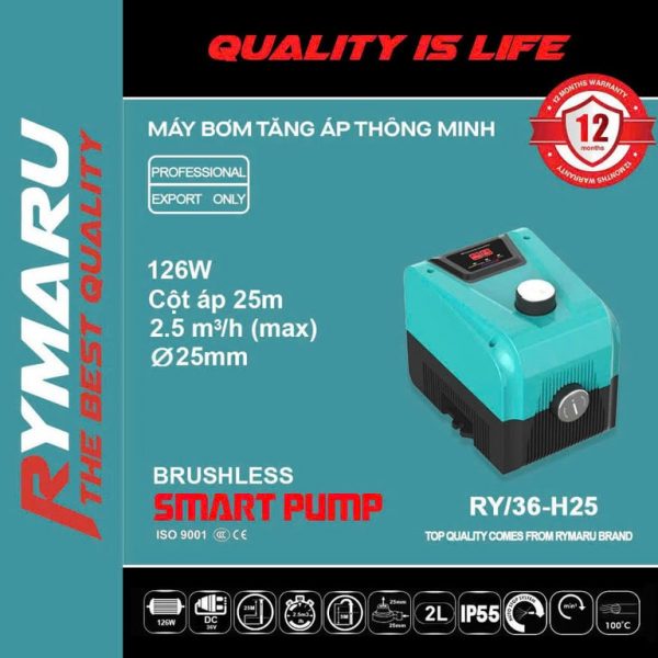 Máy Bơm Tăng Áp Từ Thông Minh RYMARU RY/36-H25