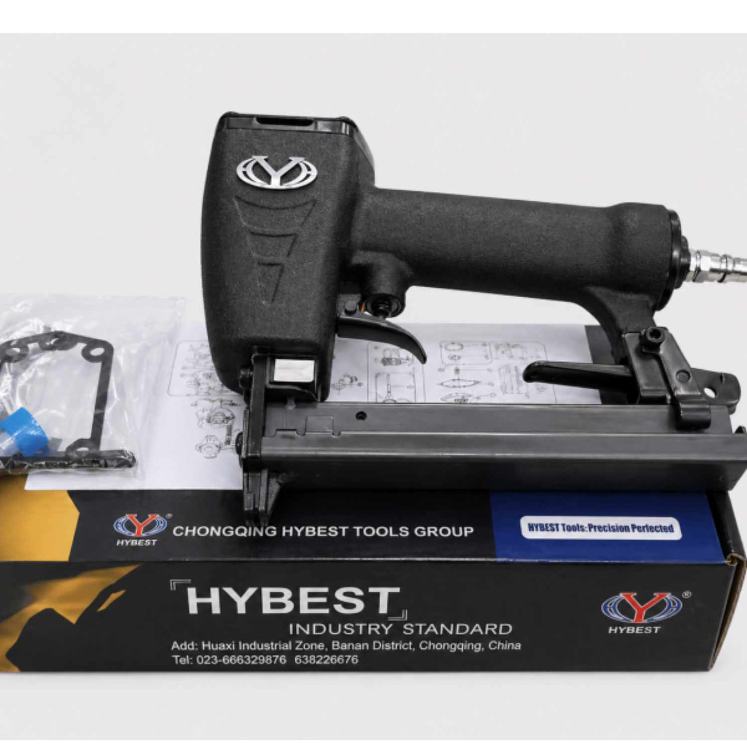 Súng Bắn Đinh U Khí Nén Hybest N15 - Sức Chứa 100 Đinh, Dây Hơi 6mm, Đinh 10-15mm
