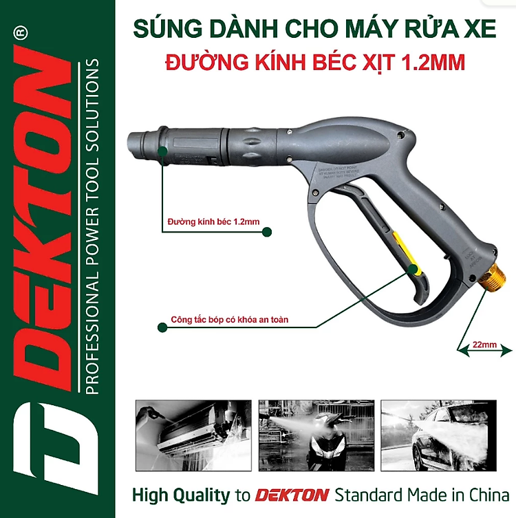 Súng Phun Xịt Rửa Xe Dekton Lõi Kim Loại 1.2mm PT101-GUN2
