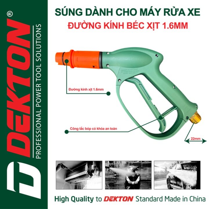 Súng Phun Xịt Rửa Xe Lõi Kim Loại 1.6mm Dekton SUNG1.6