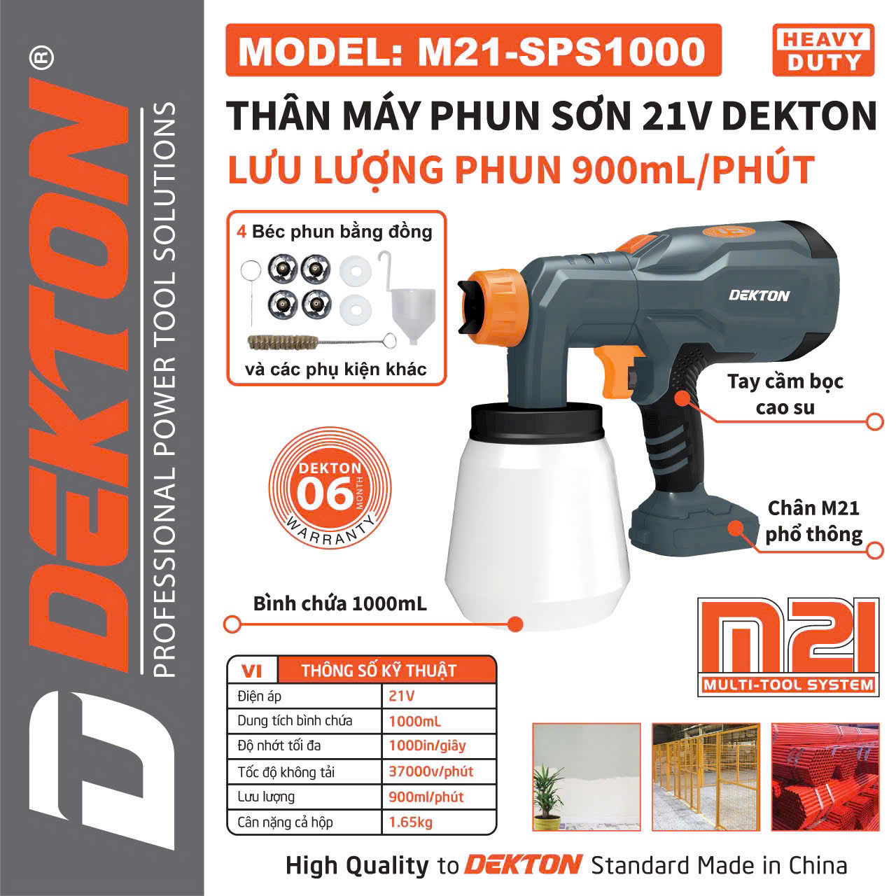 Máy Phun Sơn Dùng Pin Phổ Thông 21V Dekton M21-SPS1000
