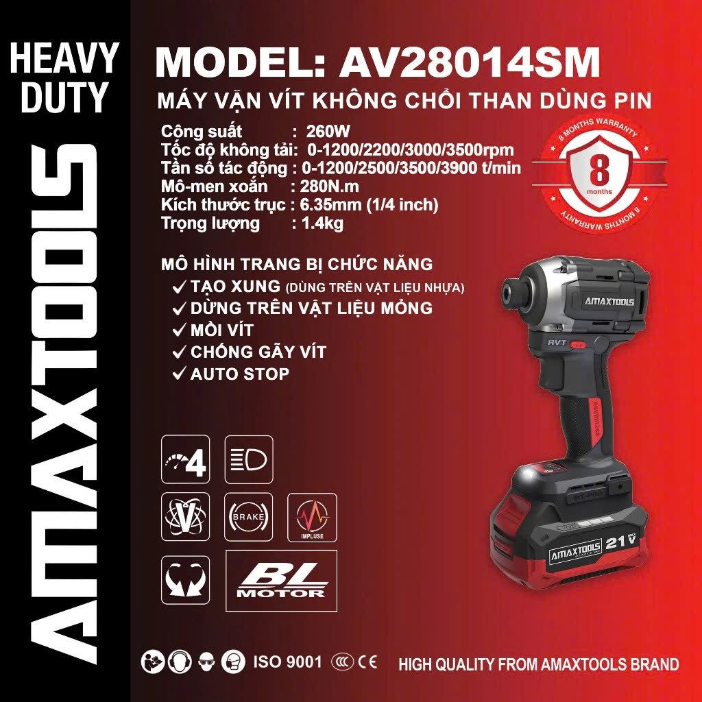 Thân Máy Vặn Vít 21V Amaxtools AV28014SM