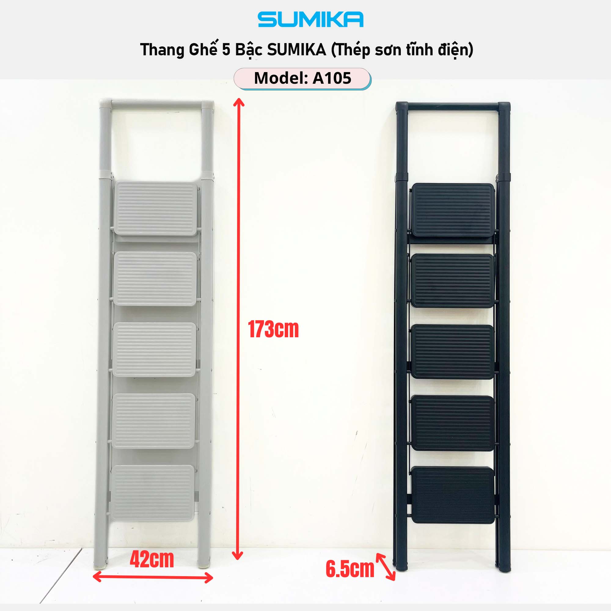 Thang Ghế 5 Bậc SUMIKA A105 - Th&eacute;p Ti&ecirc;u Chuẩn EU, Tải 150kg